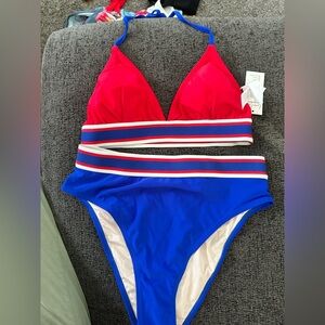 Cupshe Red and Blue Bikini Set